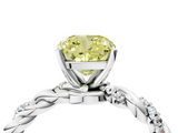 White gold Fancy Yellow Cushion  Solitaire Twisted Band with Pavé Accents and Four-Prong Setting_7