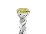 White gold Fancy Yellow Cushion  Solitaire Twisted Band with Pavé Accents and Four-Prong Setting_8