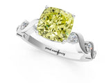 White gold Fancy Yellow Cushion  Solitaire Twisted Band with Prong Setting 2