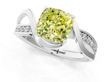 White gold Fancy Yellow Cushion  Solitaire Twisted Band with Prong Setting_4