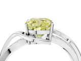 White gold Fancy Yellow Cushion  Solitaire Twisted Band with Prong Setting_7