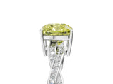 White gold Fancy Yellow Cushion  Solitaire Twisted Pave Diamond Ring with Four-Prong Setting_151