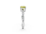 White gold Fancy Yellow Cushion  Solitaire Twisted Pave Diamond Ring with Four-Prong Setting_154