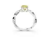 White gold Fancy Yellow Cushion  Solitaire Twisted Pave Diamond Ring with Four-Prong Setting_27