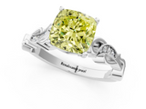 White gold Fancy Yellow Cushion  Solitaire Vine Band with Milgrain Prong Setting_4