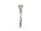 White gold Fancy Yellow Cushion  Solitaire Vine Band with Milgrain Prong Setting_5