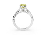 White gold Fancy Yellow Cushion  Solitaire Vine Band with Milgrain Prong Setting_6