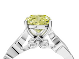 White gold Fancy Yellow Cushion  Solitaire Vine Band with Milgrain Prong Setting_7