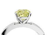 White gold Fancy Yellow Cushion  Solitaire with Pavé Band and Four-Prong Setting_316