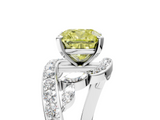 White gold Fancy Yellow Cushion  Solitaire with Pavé Twist Band and Four-Prong Setting_61