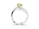 White gold Fancy Yellow Cushion  Solitaire with Pavé Twist Band and Four-Prong Setting_63