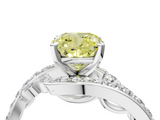 White gold Fancy Yellow Cushion  Solitaire with Pavé Twist Band and Four-Prong Setting_64