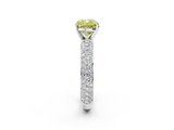 White gold Fancy Yellow Cushion  Solitaire with Pave Band and Four-Prong Setting_5