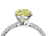 White gold Fancy Yellow Cushion  Solitaire with Pave Band and Four-Prong Setting_7
