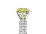 White gold Fancy Yellow Cushion  Solitaire with Pave Band and Four-Prong Setting_8