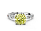 White gold Fancy Yellow Cushion  Solitaire with Side Baguettes and Channel Set Band_41