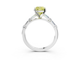 White gold Fancy Yellow Cushion  Solitaire with Side Baguettes and Channel Set Band_44