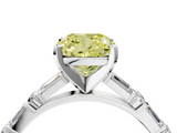 White gold Fancy Yellow Cushion  Solitaire with Side Baguettes and Channel Set Band_49