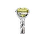 White gold Fancy Yellow Cushion  Solitaire with Side Baguettes and Channel Set Band_50
