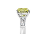 White gold Fancy Yellow Cushion  Solitaire with Tapered Baguette Side Stones on a Classic Band with Four-Prong Setting_98