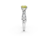 White gold Fancy Yellow Cushion  Three-Stone Diamond Ring with Pavé Split Shank and Four-Prong Setting_47