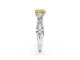 White gold Fancy Yellow Cushion  Three-Stone Diamond Ring with Pavé Split Shank and Four-Prong Setting_52