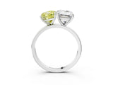 White gold Fancy Yellow Cushion  and Emerald Cut Toi Moi Ring with Prong Setting_48
