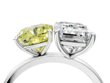 White gold Fancy Yellow Cushion  and Emerald Cut Toi Moi Ring with Prong Setting_49