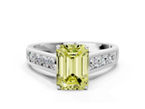 White gold Fancy Yellow Emerald  Brilliant Channel-Set Solitaire Ring with Four-Prong Setting_20