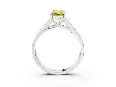 White gold Fancy Yellow Emerald  Brilliant Channel-Set Solitaire Ring with Four-Prong Setting_24