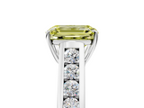 White gold Fancy Yellow Emerald  Brilliant Channel-Set Solitaire Ring with Four-Prong Setting_25