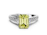 White gold Fancy Yellow Emerald  Brilliant Cut Diamond Engagement Ring with Pavé Band and Four-Prong Setting_49