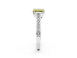 White gold Fancy Yellow Emerald  Brilliant Cut Diamond Engagement Ring with Pavé Band and Four-Prong Setting_51