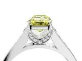 White gold Fancy Yellow Emerald  Brilliant Cut Diamond Engagement Ring with Pavé Band and Four-Prong Setting_52