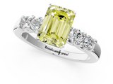 White gold Fancy Yellow Emerald  Brilliant Cut Diamond Five-Stone Prong Set Engagement Ring with Channel Band_4