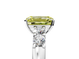 White gold Fancy Yellow Emerald  Brilliant Cut Diamond Five-Stone Prong Set Engagement Ring with Channel Band_8