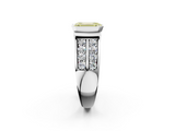White gold Fancy Yellow Emerald  Brilliant Diamond Channel Set Wide Band Ring with Bezel Setting_57