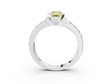 White gold Fancy Yellow Emerald  Brilliant Diamond Channel Set Wide Band Ring with Bezel Setting_59