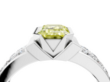 White gold Fancy Yellow Emerald  Brilliant Diamond Channel Set Wide Band Ring with Bezel Setting_60