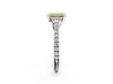 White gold Fancy Yellow Emerald  Brilliant Diamond Solitaire with Pavé Band and Four-Prong Setting 2