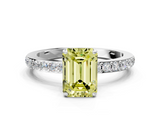 White gold Fancy Yellow Emerald  Brilliant Pavé Band Solitaire with Four-Prong Setting_53