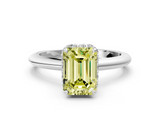 White gold Fancy Yellow Emerald  Brilliant Solitaire Engagement Ring with Six-Prong Setting and Classic Band_20