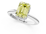 White gold Fancy Yellow Emerald  Brilliant Solitaire Engagement Ring with Six-Prong Setting and Classic Band_21