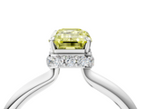 White gold Fancy Yellow Emerald  Brilliant Solitaire Engagement Ring with Six-Prong Setting and Classic Band_24