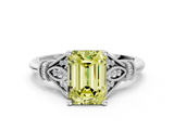 White gold Fancy Yellow Emerald  Brilliant Solitaire with Pave Band and Four-Prong Setting_20