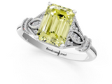 White gold Fancy Yellow Emerald  Brilliant Solitaire with Pave Band and Four-Prong Setting_21