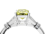 White gold Fancy Yellow Emerald  Brilliant Solitaire with Pave Band and Four-Prong Setting_24