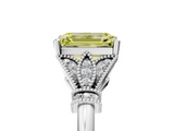 White gold Fancy Yellow Emerald  Brilliant Solitaire with Pave Band and Four-Prong Setting_25