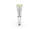 White gold Fancy Yellow Emerald  Brilliant Solitaire with Side Stones on a Pave Band and Four-Prong Setting_44