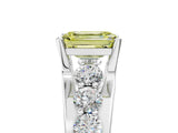 White gold Fancy Yellow Emerald  Brilliant Solitaire with Side Stones on a Pave Band and Four-Prong Setting_47